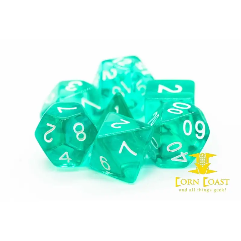 Old School 7 Piece Dnd Rpg Dice Set: Translucent Teal 1