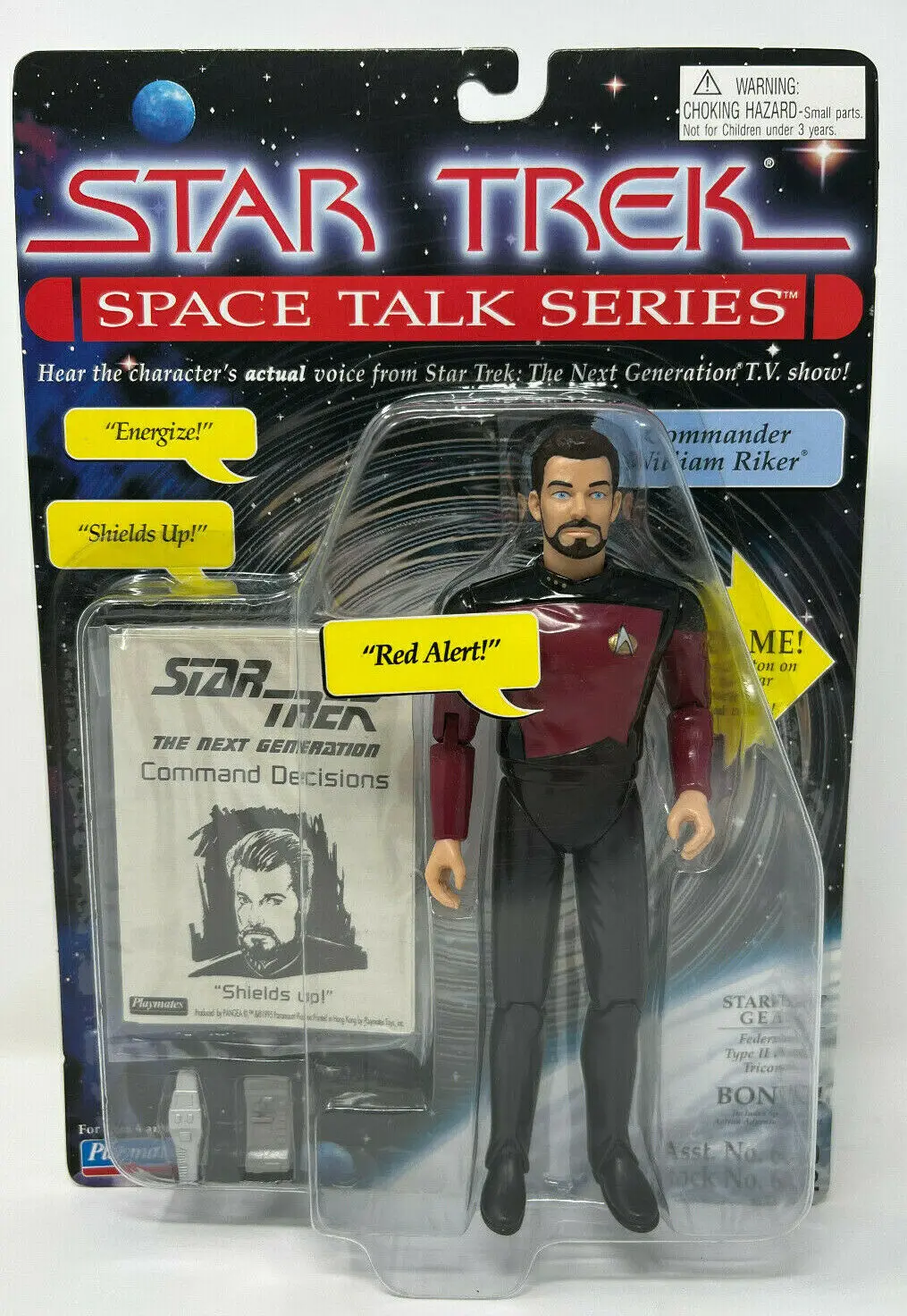 Star Trek Space Talk Series Commander William Riker7" Figure Playmates 1995 1