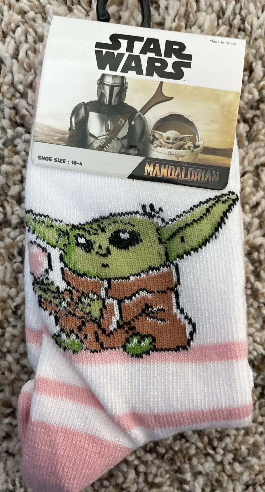 Mandalorian Pink Grogu Valentine Toddler Crew Sock Size 10-4 1