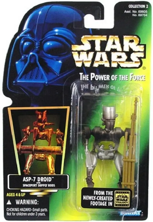 Star Wars Asp-7 Droid Power Of The Force Green Carded Hologram 3.75 Inch Figure 1