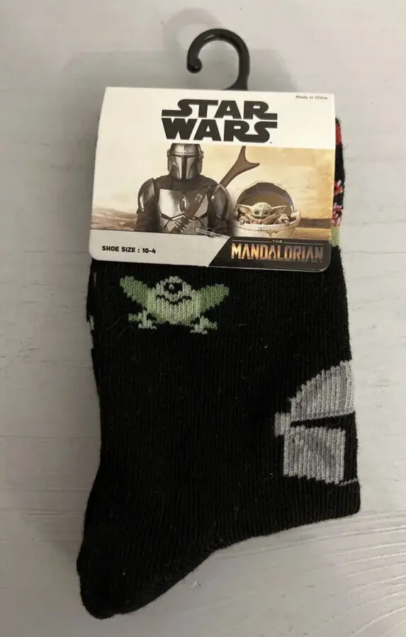 Mandalorian Black Grogu Toddler Crew Sock Size 10-4 1