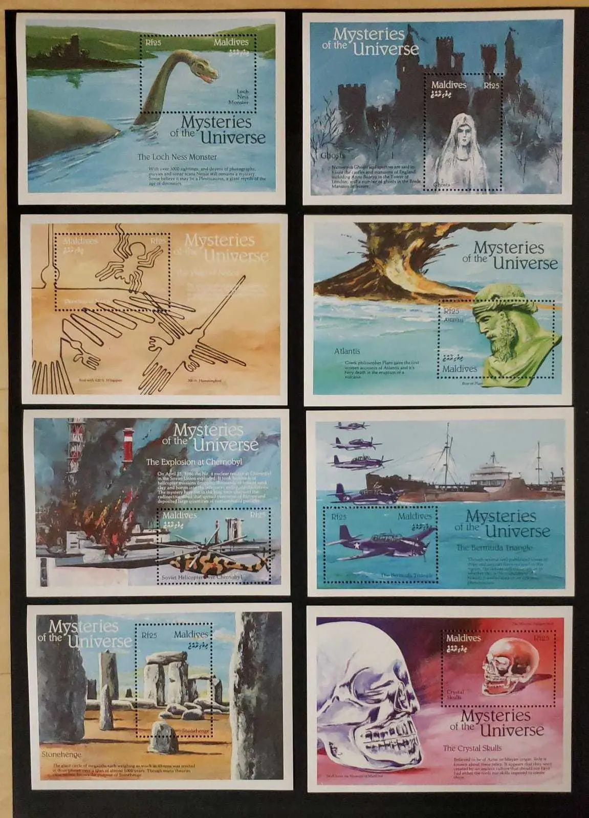 Maldives 1992 - Mysteries Of The Universe Stamps Set Of 16 Souvenir Sheets 1