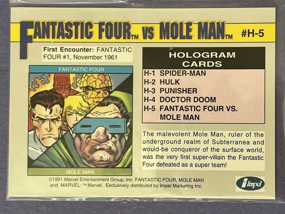 Marvel Universe - 1991 Impel: Hologram H-5 Fantastic Four Vs Mole Man 2