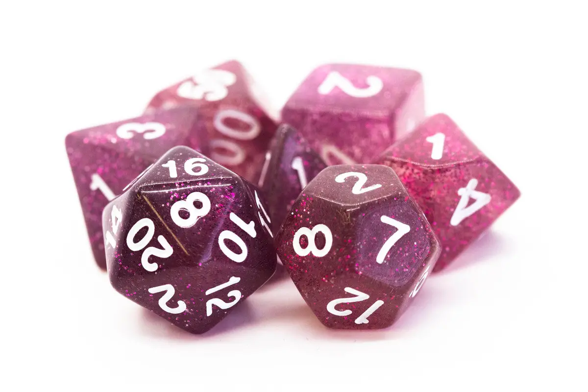 Old School 7 Piece Dnd Rpg Dice Set: Sparkle - Translucent Purple 1