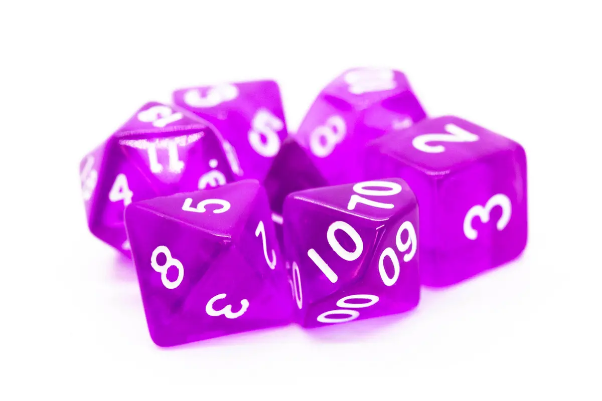 Old School 7 Piece Dnd Rpg Dice Set: Translucent Light Purple 1