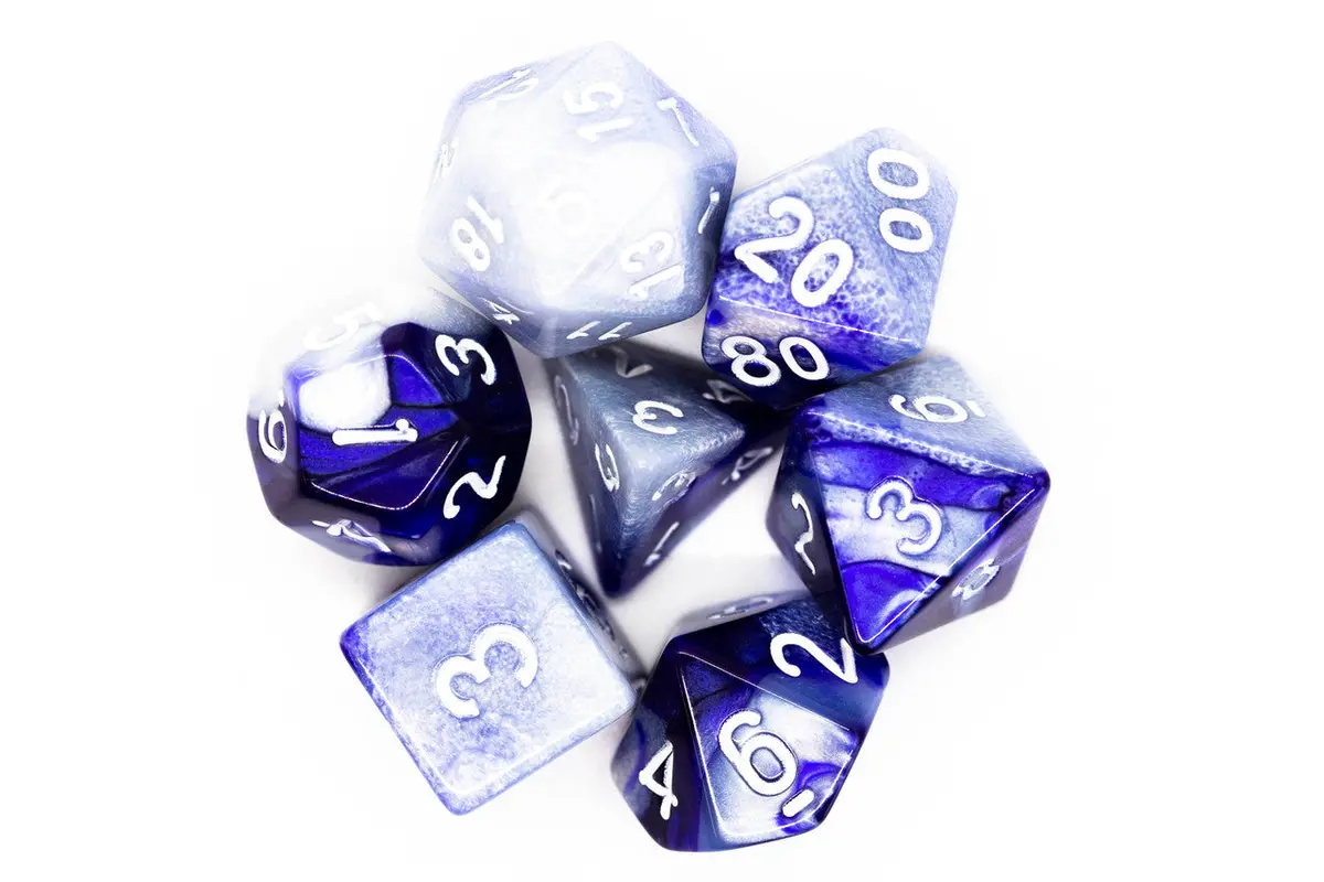 Old School 7 Piece Dnd Rpg Dice Set: Vorpal - Purple & Grey 2