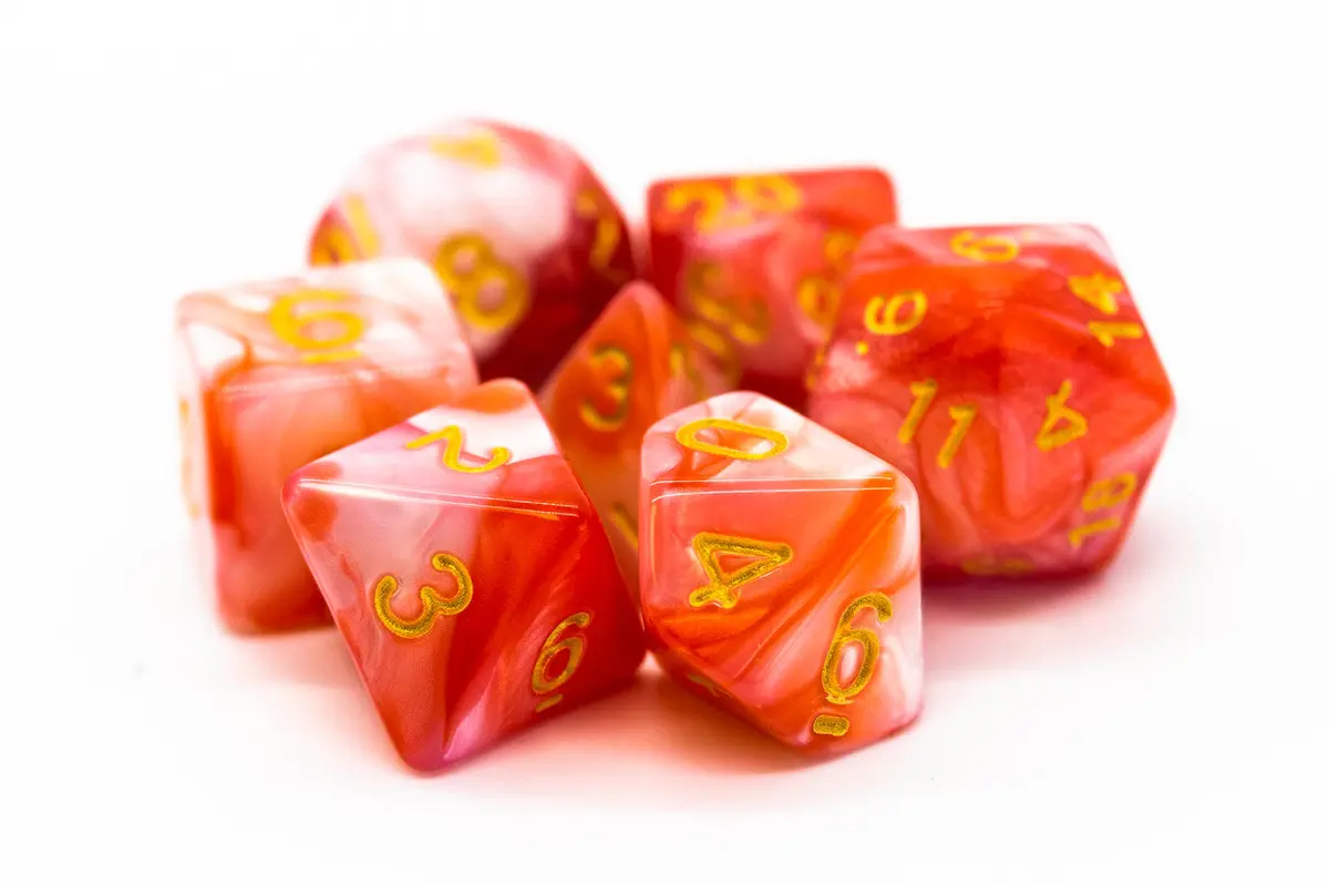 Old School 7 Piece Dnd Rpg Dice Set: Vorpal - Red & Ivory W/ Gold 1