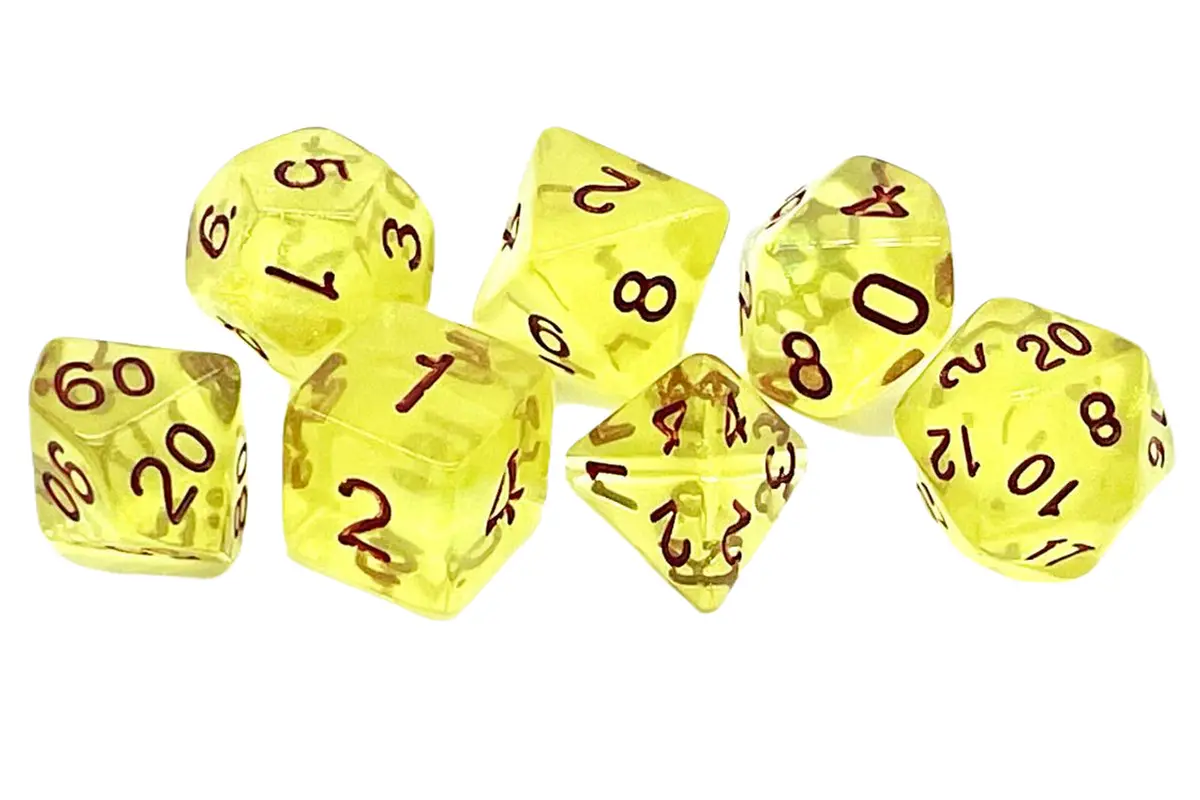 Old School 7 Piece Dnd Rpg Dice Set: Galaxy - Yellow Shimmer 1