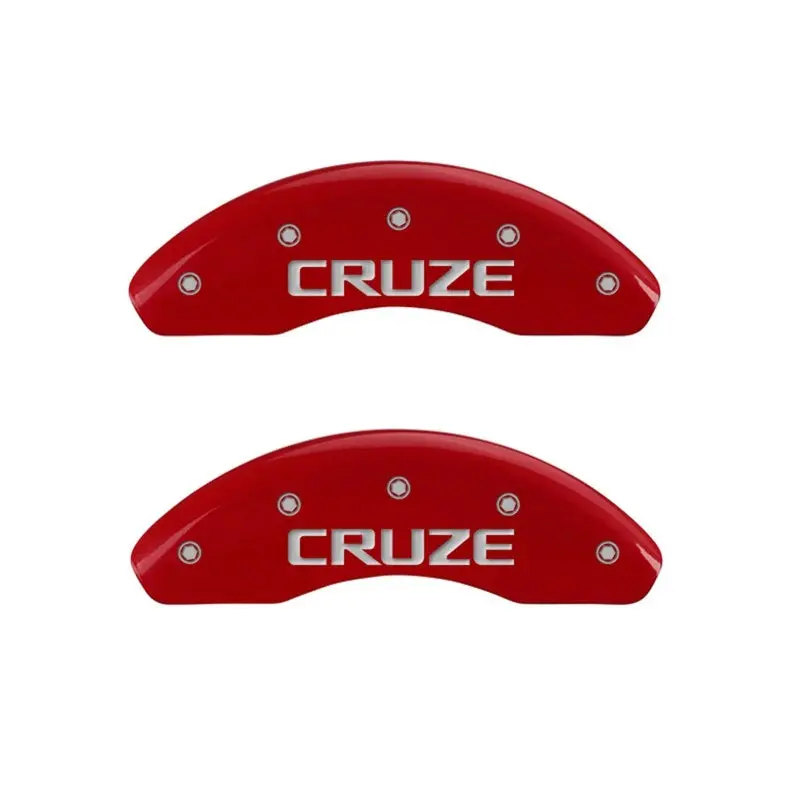 Mgp Front Set 2 Caliper Covers Engraved Front Cruze Red Finish Silver Ch 1