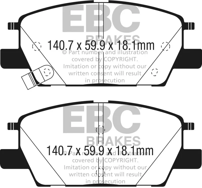 Ebc 2016+ Chevrolet Malibu 1.5L Turbo (Elec Pb) Ultimax2 Front Brake Pads 1