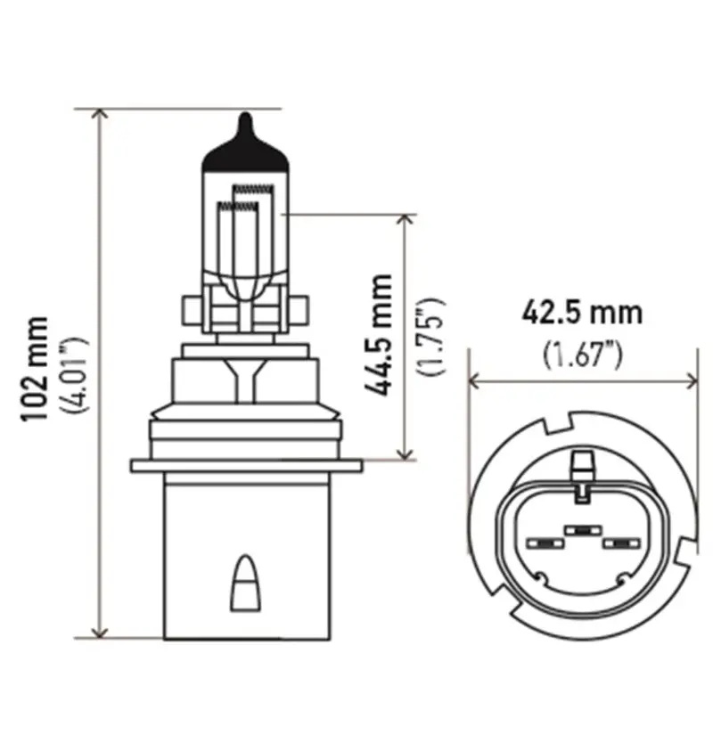 Hella Long-Life Dual-Beam Halogen Bulb – 9004/Hb1, 12V, 65/45W, P29T Base 1
