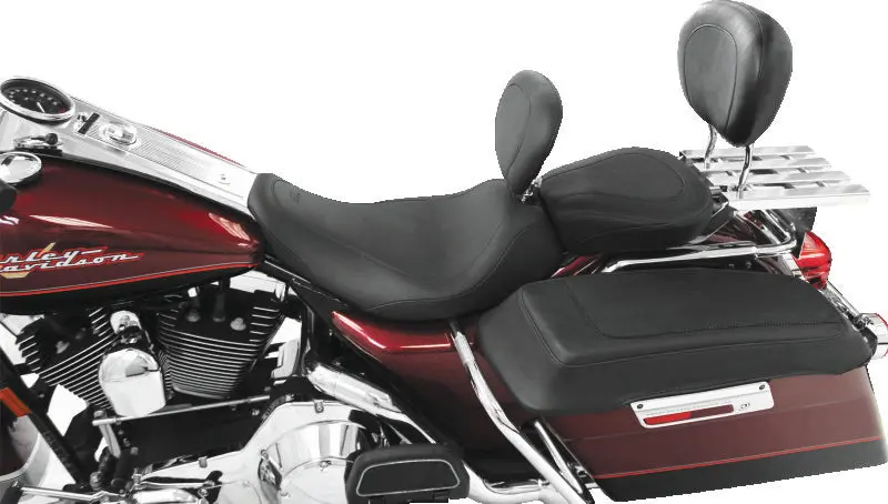 Mustang Two-Piece Motorcycle Seat With Driver Backrest For Kawasaki Vulcan 1600 Classic (2003–2008) And Nomad Tour (2005–2008) – Black 1