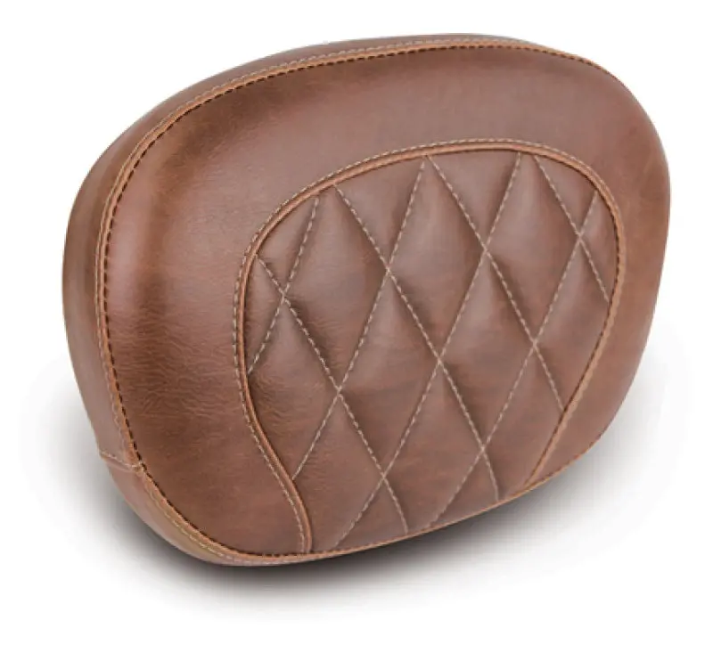 Mustang Diamond-Stitch Brown Sissy Bar Pad For Harley-Davidson Touring Models (12" × 9") 1