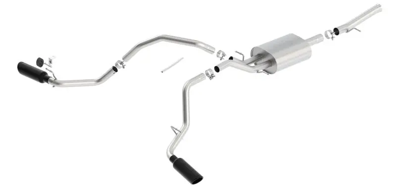 Borla Atak Cat-Back Exhaust System For 2014–2018 Gmc Sierra 1500 5.3L (Regular Cab, 78.8″ Bed, 2.75″ To 2.25″ Tapered, Black Chrome Tip) 1