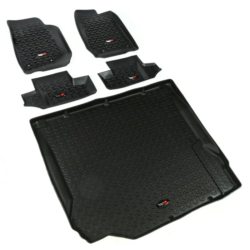 Rugged Ridge Custom-Fit Floor Liners For 2007–2010 Jeep Wrangler Jk 2-Door – Front, Rear & Cargo Mats (Black) 2