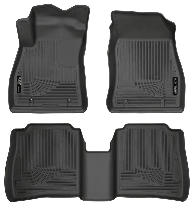 Husky Liners Weatherbeater Floor Liners – Front & Second Row, Black, For 2014–2018 Nissan Sentra 1