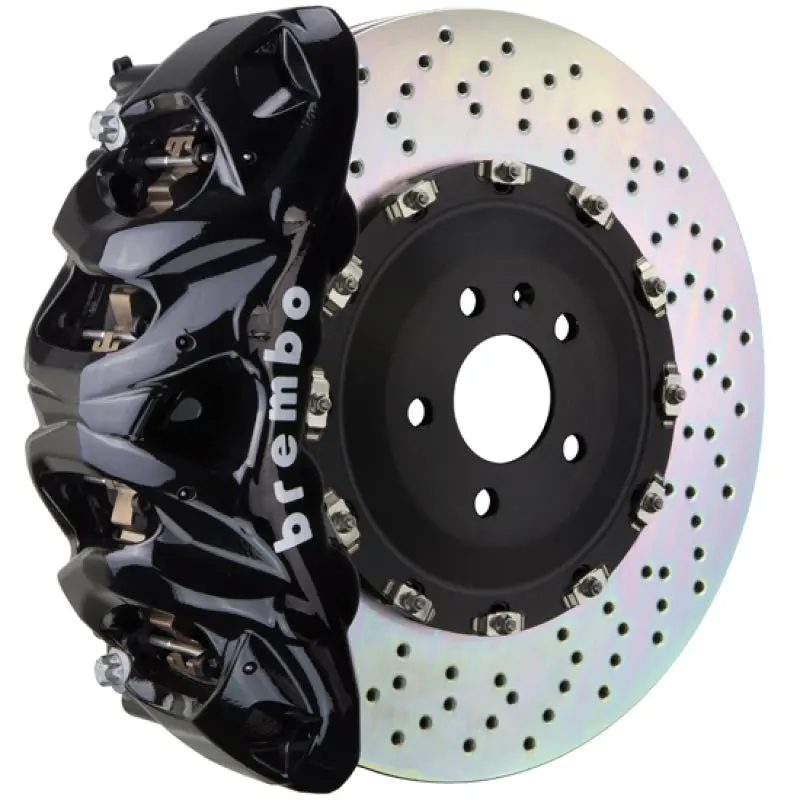Brembo Gt Big Brake Kit – Front, 8-Piston Calipers, 412X38Mm Two-Piece Drilled Rotors (Black) For 2012–2021 Grand Cherokee Srt8 1
