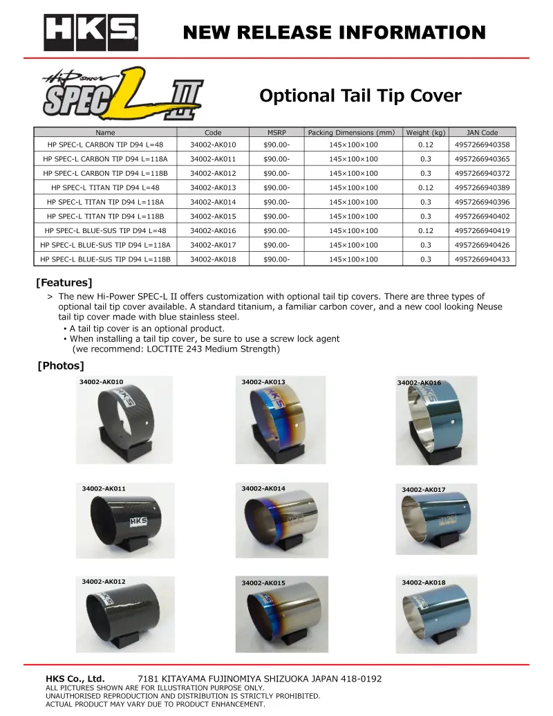 Hks Hi-Power Spec-L Carbon Fiber Tail Tip Cover 1