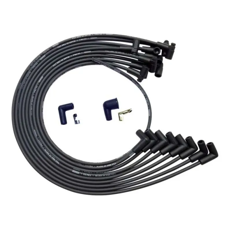 Moroso Bbc Under Header 90 Deg Plug Hei Dist. Unsleeved Ultra Spark Plug Wire Set - Black 1