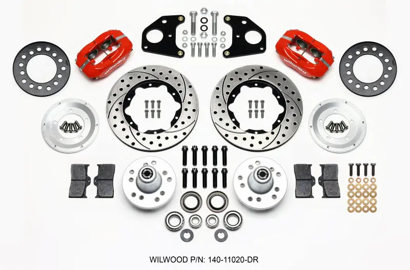 Wilwood Forged Dynalite Front Brake Kit – 11-Inch Drilled Rotor, Red Calipers (1962–1972 Cdp B/E Body) 1